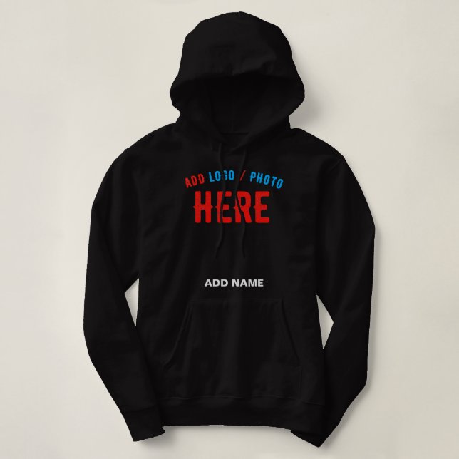PULL À CAPUCHE MODERNE ET MODERNE PERSONNALISABLE NOIR VÉRIFIÉ (Design devant)