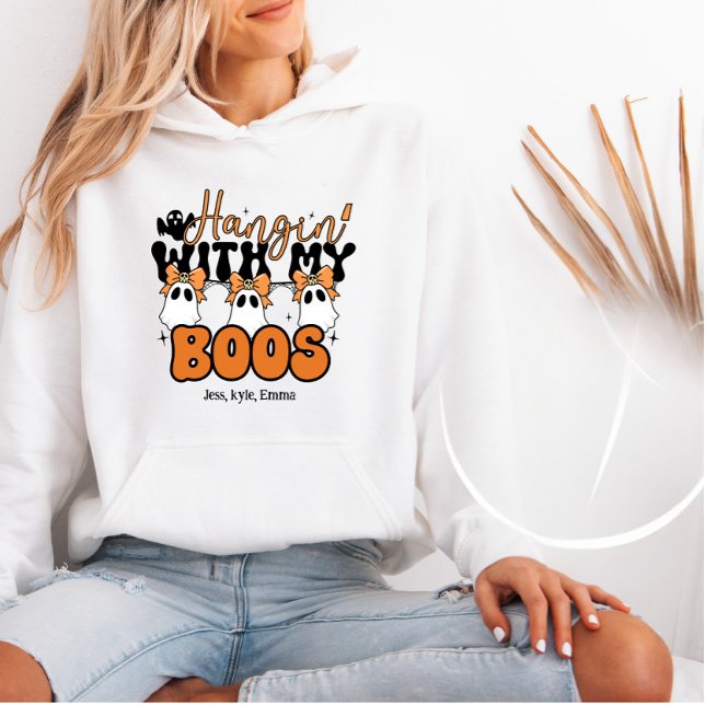 Pull À Capuche Moms Halloween Personnalisées - Hangin’ Avec Mes B (Créateur téléchargé)