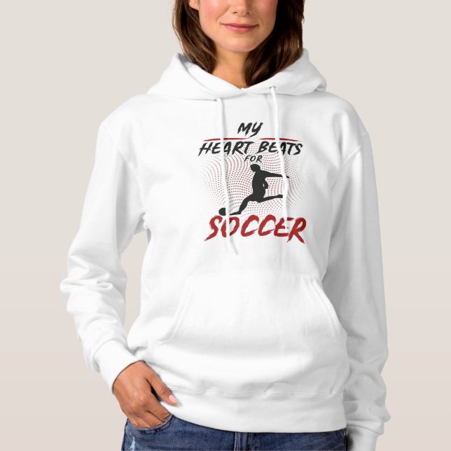 Pull À Capuche Mon coeur bat pour le sport de football (Devant)