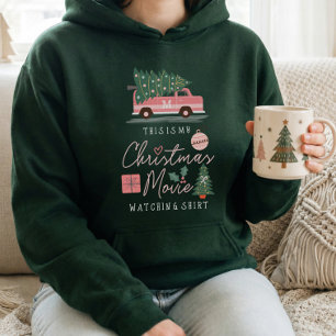 Pull À Capuche Mon film de Noël regarder Chemise rose Retro Van