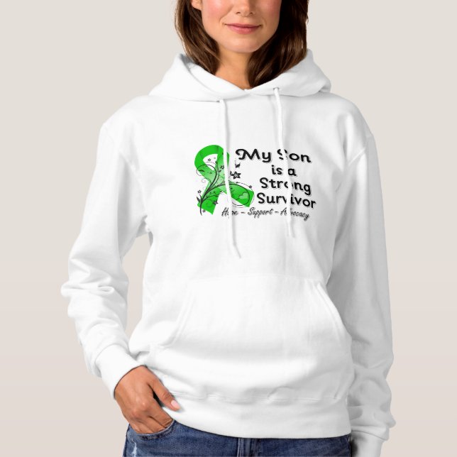 Pull À Capuche Mon fils est un grand survivant du ruban vert (Devant)