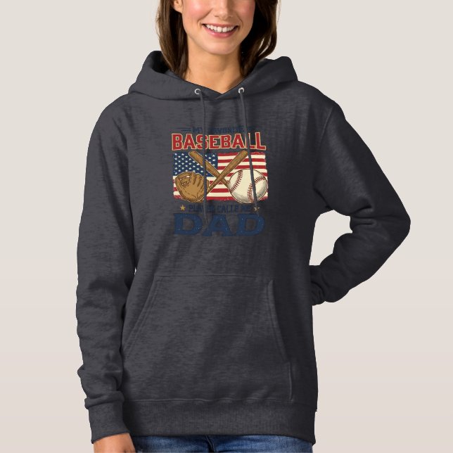 Pull À Capuche Mon Joueur De Baseball Préféré M'appelle Papa Vint (Devant)