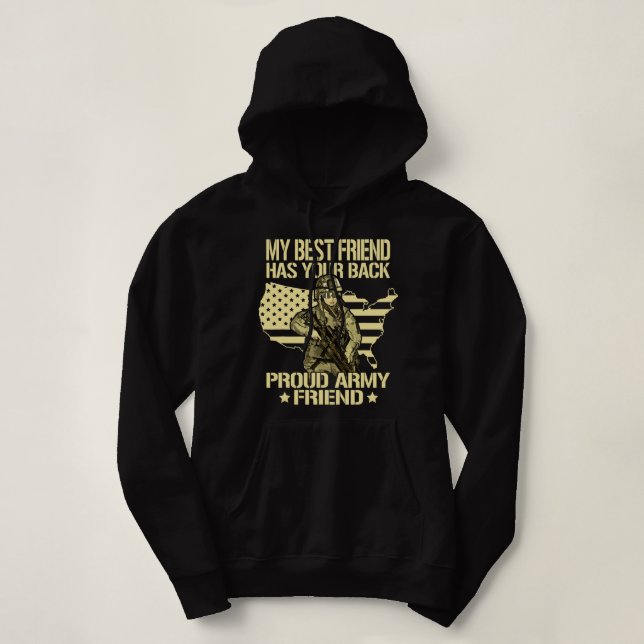 Pull À Capuche Mon Meilleur Ami A Ton Drapeau Dos 2US Fier Armée  (Design devant)