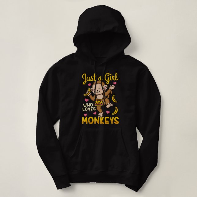 Pull À Capuche Monkey Just a Girl Who Loves Monkey Chimp Ape  (Design devant)