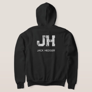 PULL À CAPUCHE MONOGRAMME DE NOM À DEUX LETTRES BLANC MINIMALISTE