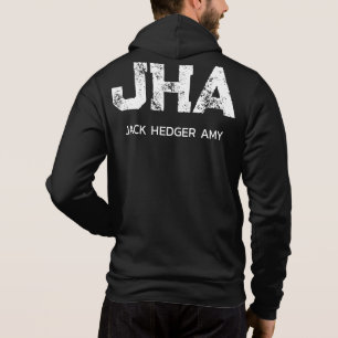 PULL À CAPUCHE MONOGRAMME DE NOM À TROIS LETTRES BLANC MINIMALIST