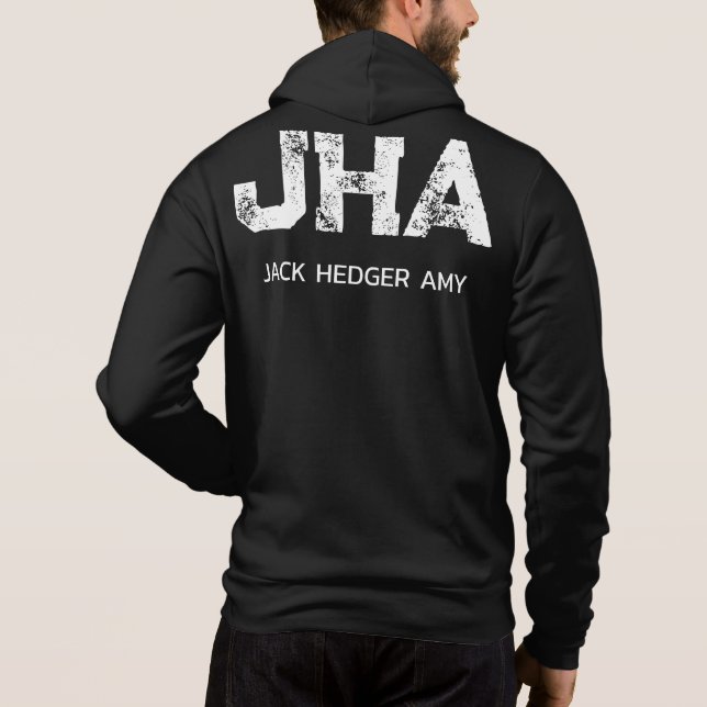 PULL À CAPUCHE MONOGRAMME DE NOM À TROIS LETTRES BLANC MINIMALIST (Dos)