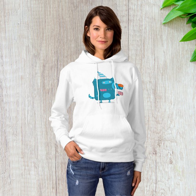 Pull À Capuche Monstre de dessin animé bleu joueur avec chapeau d (Créateur téléchargé)