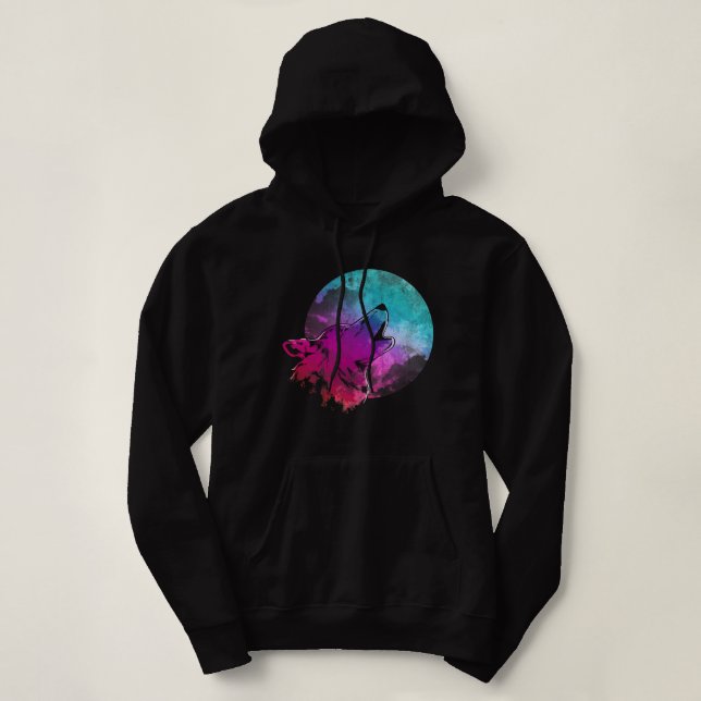 Pull À Capuche Moon Howling Faune Forêt Animal Predator Couleur (Design devant)