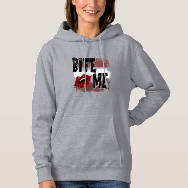 Pull À Capuche Mords-moi - Citation cool - Halloween - Chauve-sou (Devant)
