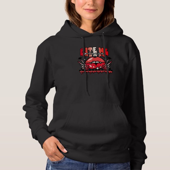 Pull À Capuche Mords Moi S'il Vous Plaît Halloween Vampire Épouva (Devant)