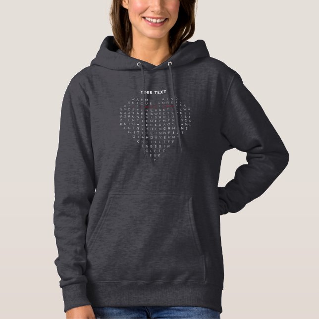 Pull À Capuche Mot romantique Recherche Coeur - Je t'aime Puzzle  (Devant)