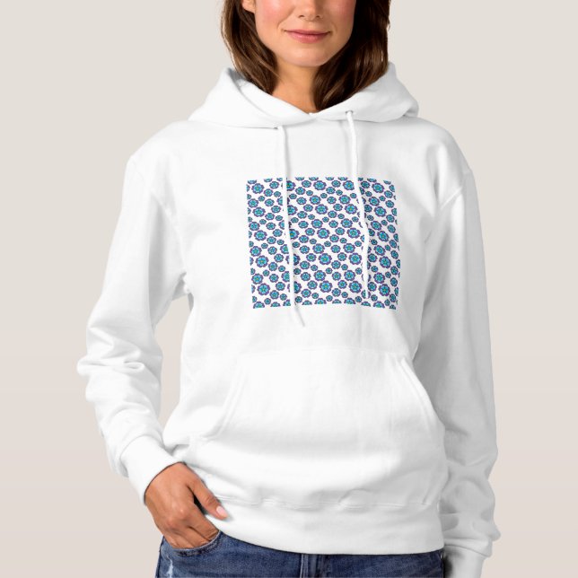 Pull À Capuche Motif de fleurs bleu violet (Devant)