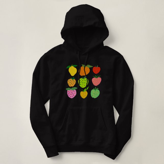 Pull À Capuche Motif de fruits coloré (Design devant)