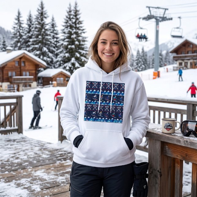 Pull À Capuche Motif de ski de Noël laid pour les fêtes (Créateur téléchargé)