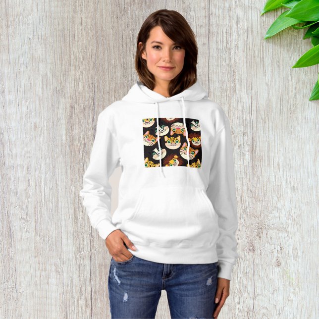 Pull À Capuche Motif de visages d'animaux Chats Lions Chiens (Créateur téléchargé)