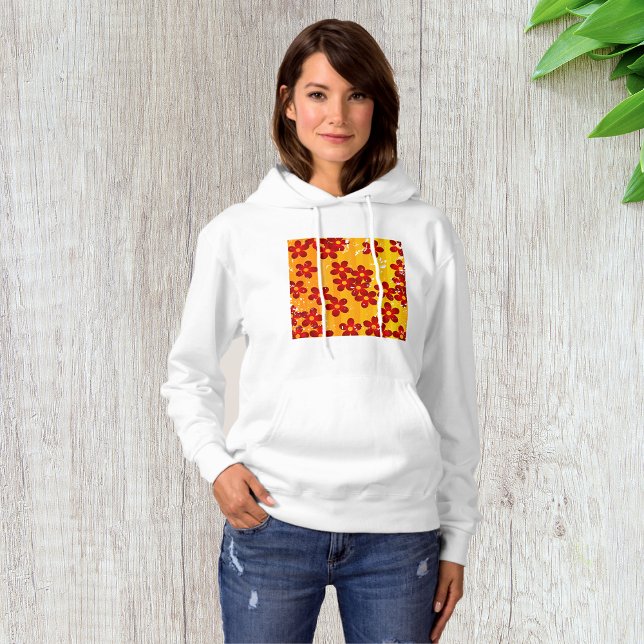 Pull À Capuche Motif floral groovy rétro des années 70 (Créateur téléchargé)