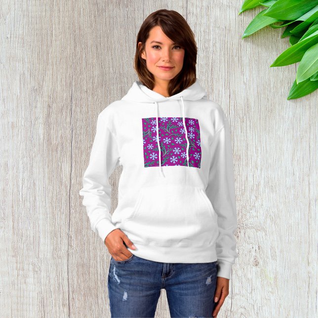 Pull À Capuche Motif floral violet avec fleurs bleues (Créateur téléchargé)