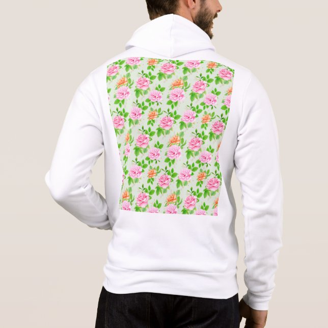 Pull À Capuche Motif Roses Roses Fleurs Rose (Dos)
