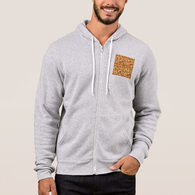 Pull À Capuche Motif terrazzo en patchwork pavé marron et crème. (Devant)