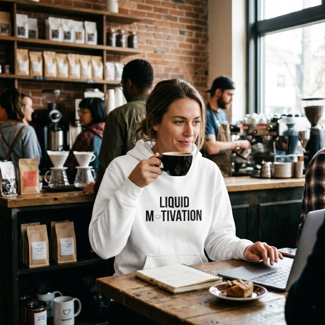 Pull À Capuche Motivation Liquide Accro Moderne à la Caféine  (Créateur téléchargé)