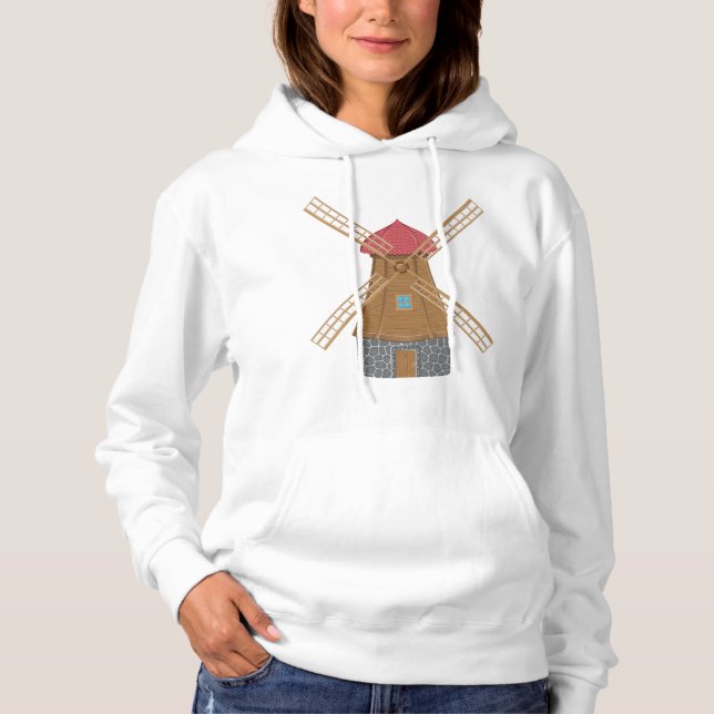 Pull À Capuche Moulin à vent traditionnel rustique en bois (Devant)