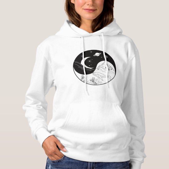 Pull À Capuche Mystique Céleste Yin Yang Signifiant Amour   (Devant)