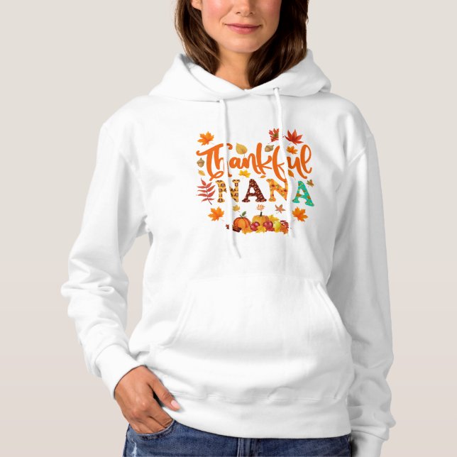 Pull À Capuche NANA reconnaissante – Feuilles d'automne et gratit (Devant)