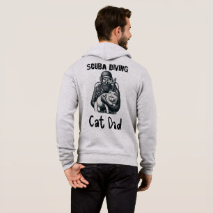 Pull À Capuche Nautical noir et blanc SCUBA Cat Papa Personnalise