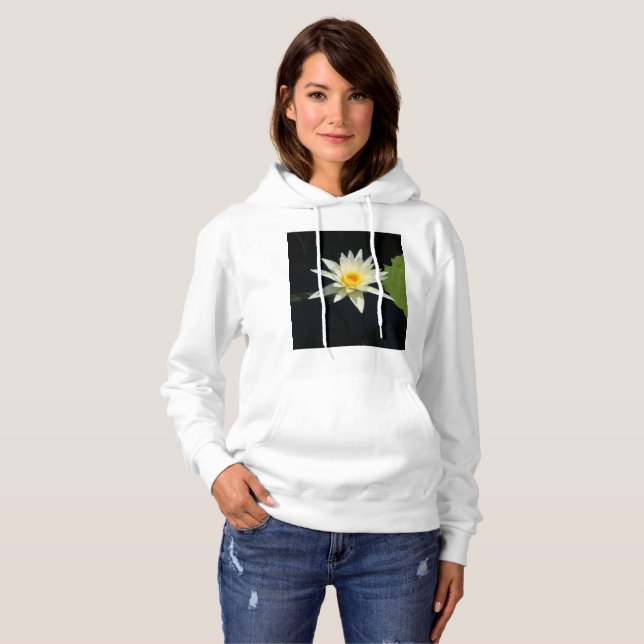 Pull À Capuche Nénuphar blanc Lotus (Devant entier)