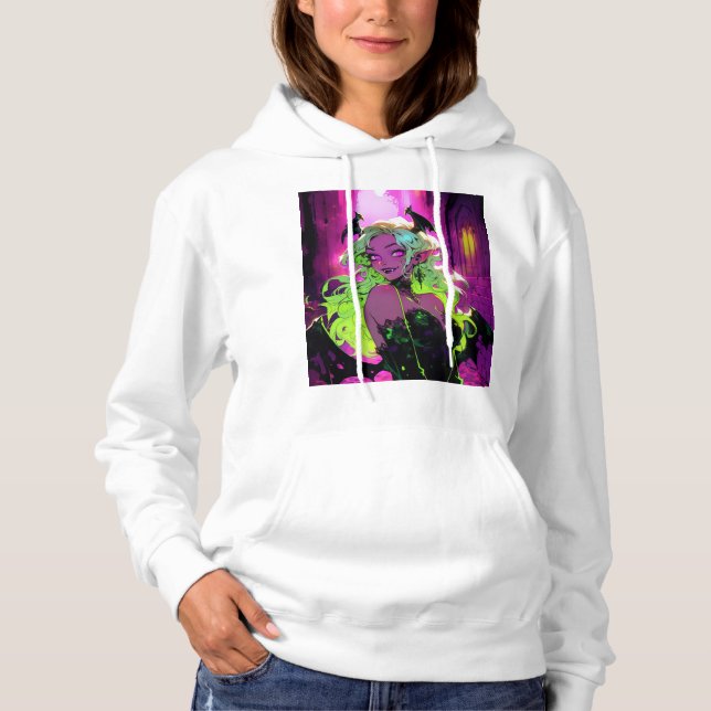 Pull À Capuche Neon Succubus Demon Anime Girl (Devant)
