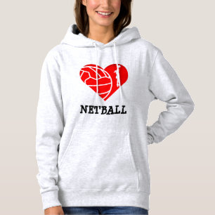 Pull À Capuche Net-ball d'amour de thème de coeur et de joueur