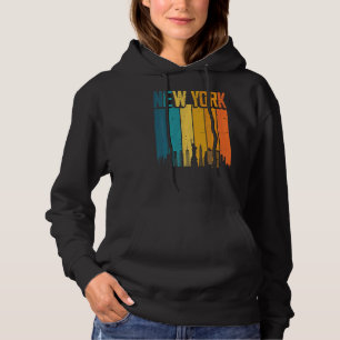 Pull À Capuche New York États-Unis Retro Vintage Sunset Skyline N