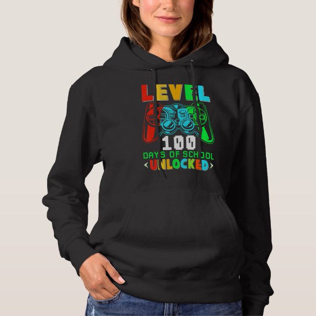 Pull À Capuche Niveau 100 Jours De Jeux Vidéo De Gamer Déverrouil (Devant)
