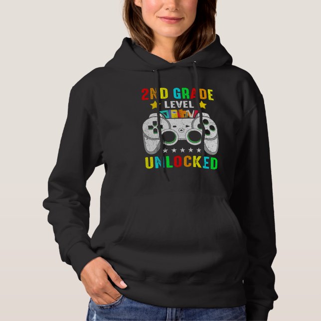 Pull À Capuche Niveau 2e année Déverrouillé Jeu vidéo de rentrée  (Devant)