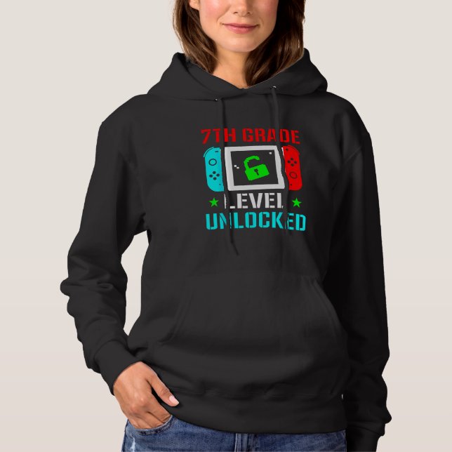 Pull À Capuche Niveau 7e année débloqué T-shirt retour à l'école  (Devant)