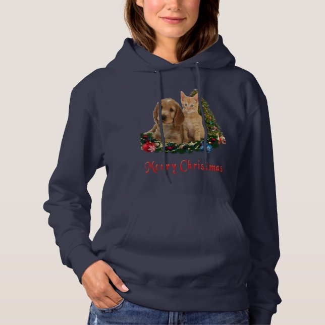 Pull À Capuche noël du chiot et du chaton (Devant)