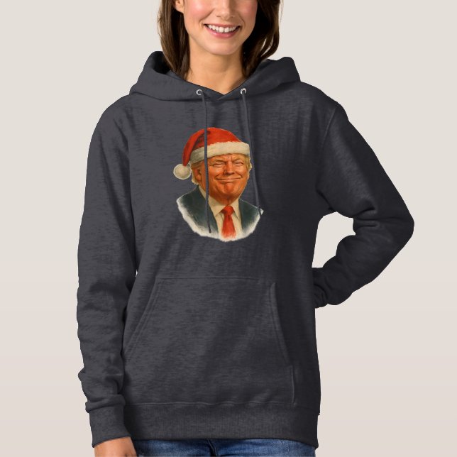 Pull À Capuche Noël Trump Visage Père Noël Drôle Xmas Meme (Devant)