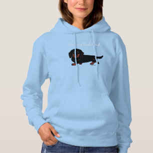 Pull À Capuche Noir aux cheveux longs et Tan de teckel
