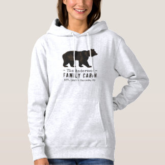 Pull À Capuche Nom de famille Cabine Rustique Brown Ours noir