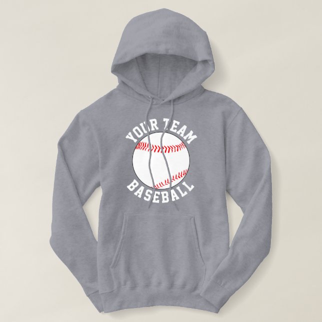 Pull À Capuche Nom de l'équipe de baseball personnalisée ou sport (Design devant)