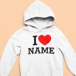 Pull À Capuche Nom du coeur<br><div class="desc">Inscrivez votre nom ou votre texte sur le nom Section.</div>