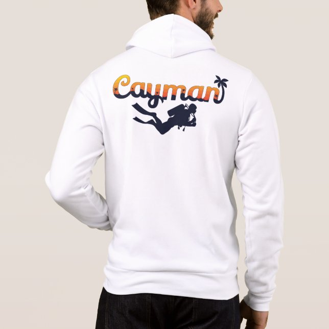 Pull À Capuche Nom Personnalisé Cayman Islands Scuba Diver (Dos)