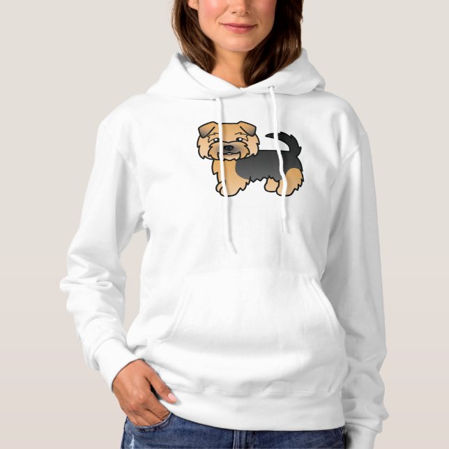 Pull À Capuche Norfolk Terrier noir et feu Chien de dessin animé  (Devant)