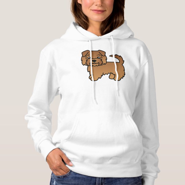 Pull À Capuche Norfolk Terrier Rouge Chien de Dessin Animé Mignon (Devant)