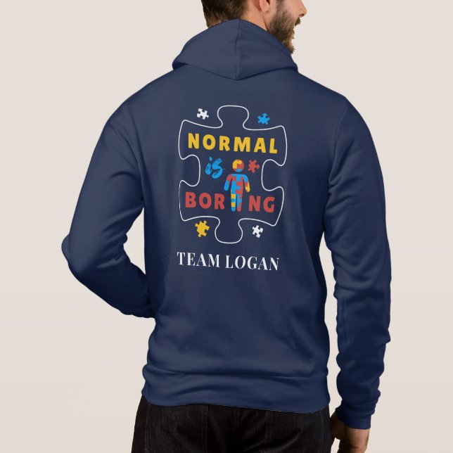 Pull À Capuche Normal est ennuyeux Autisme Sensibilisation Famill (Dos)