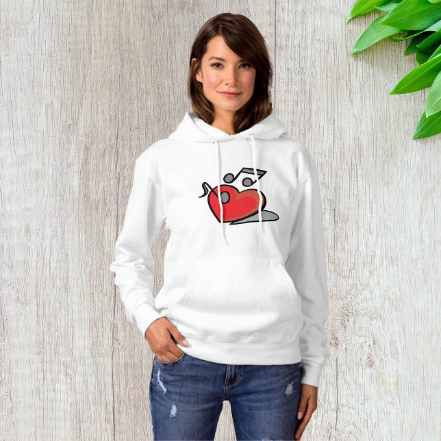 Pull À Capuche Notes de musique chantantes cœur rouge (Créateur téléchargé)