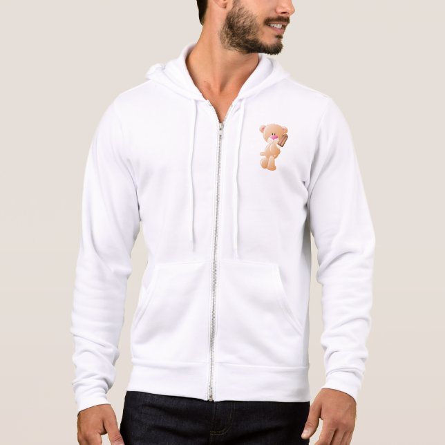 Pull À Capuche Nounours tenant une glace au chocolat (Devant)