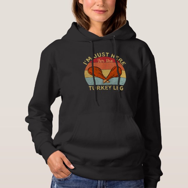 Pull À Capuche Nourriture de Thanksgiving Je suis juste là pour l (Devant)
