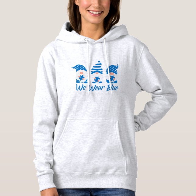 Pull À Capuche Nous Portons La Sensibilisation sur l'autisme Bleu (Devant)